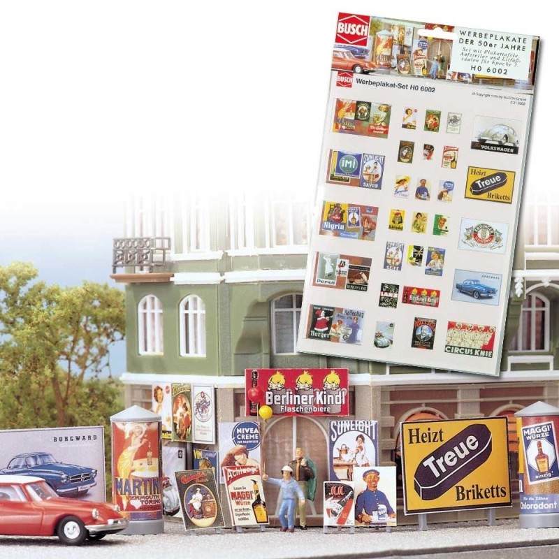 Set de carteles de publicidad años 50 6002 Busch Escala H0