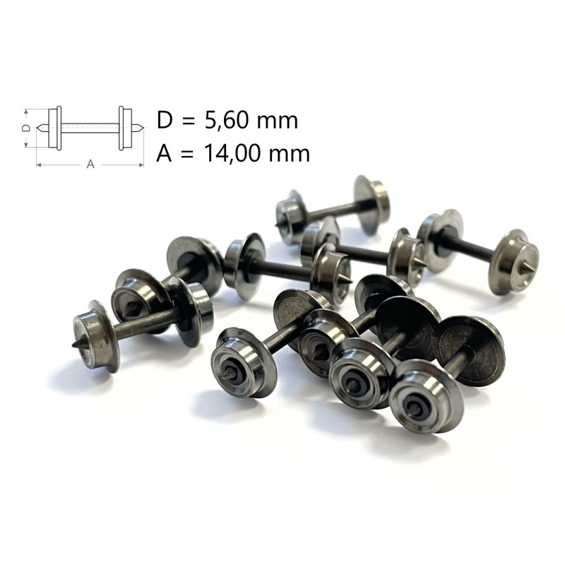 10 ejes D5.6mm A14mm para Roco 17101 N-Train Escala N