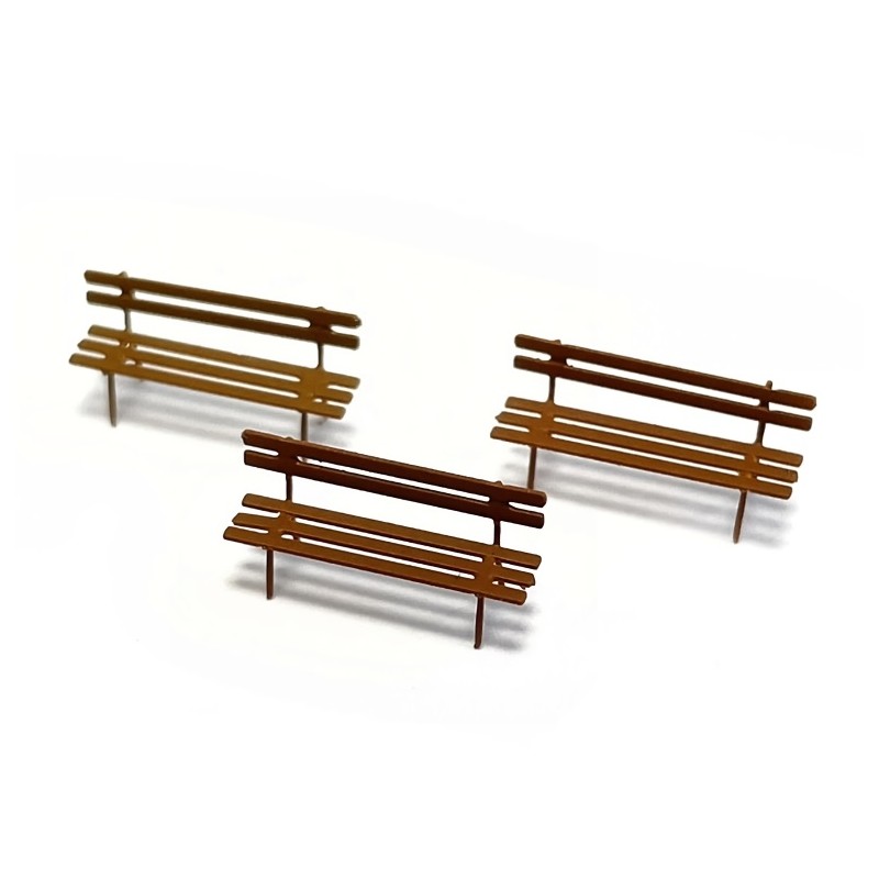 3 bancos marrones para parques 211066 N-Train Escala N