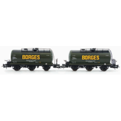 Set 2 vagones cisterna de 3 ejes Borges, RENFE HE6052 Electrotren Escala H0