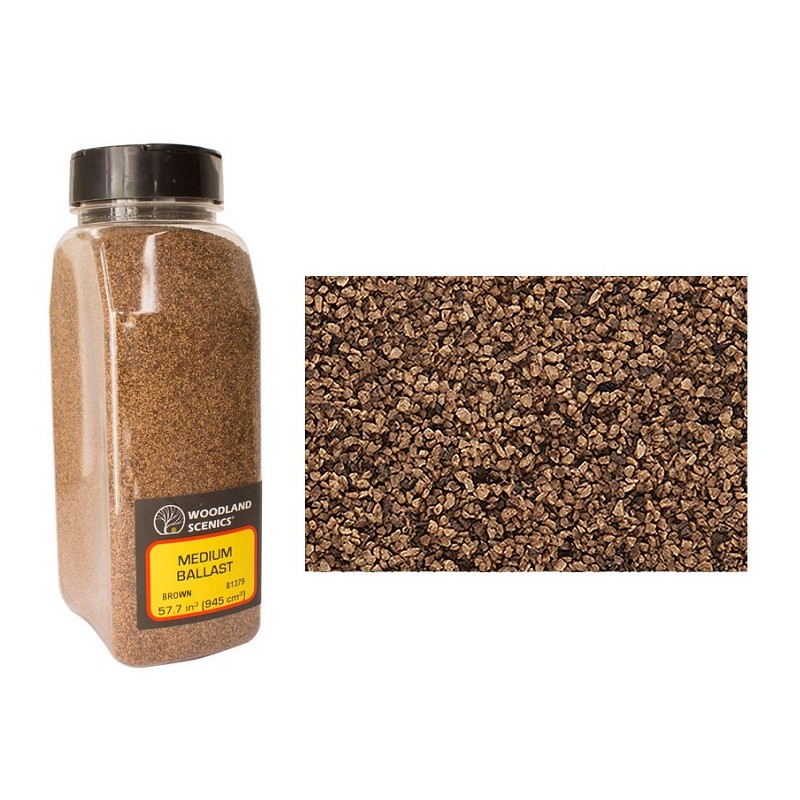 Balasto marrón de grano medio B1379 Woodland Scenics