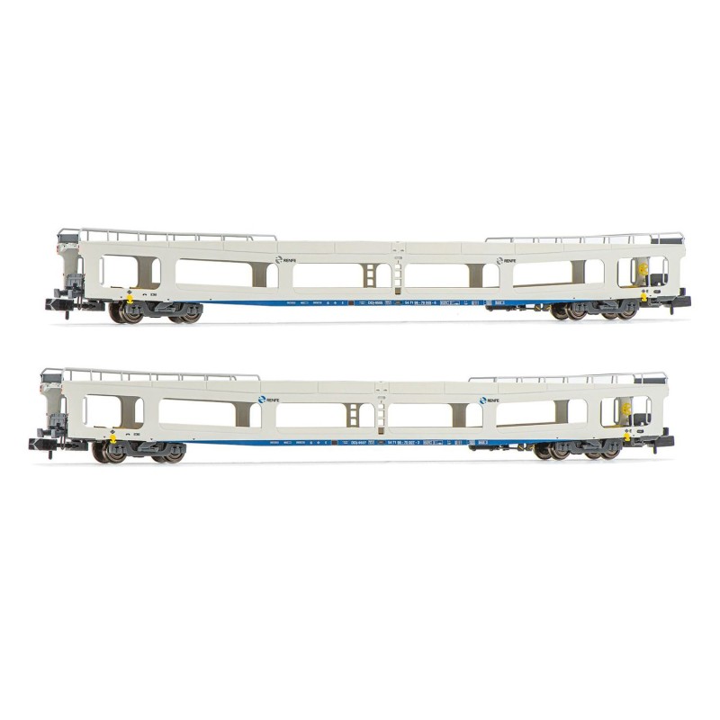2 vagones DDMA para coches RENFE, decoración blanca HN4351 Arnold Escala N