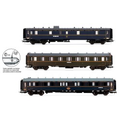 Set 3 coches pasajeros con luz Sud-Expreso CIWL - RENFE HE4027 Electrotren Escala H0