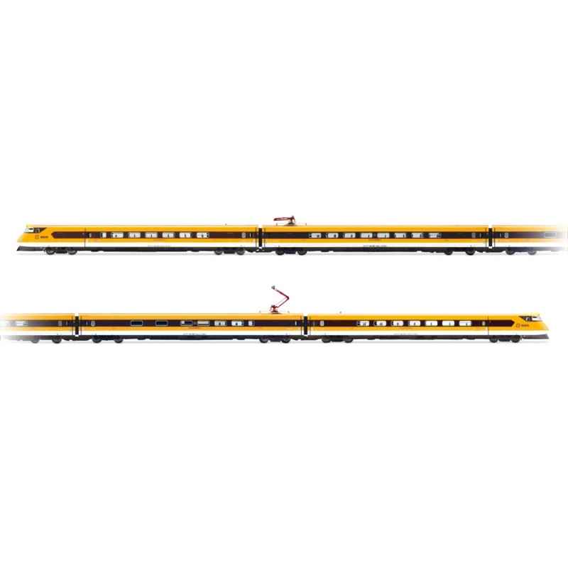 Tren serie 443 Platanito con techo marrón y logotipo moderno RENFE HE2015 Electrotren Escala H0