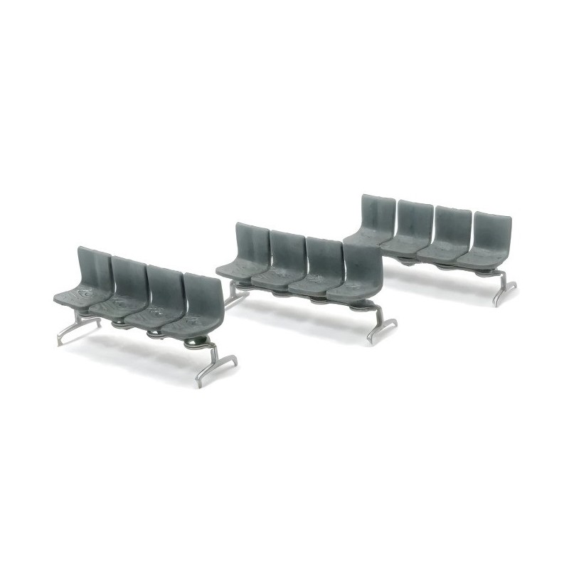 3 bancadas grises de sala de espera 211067 N-Train Escala N