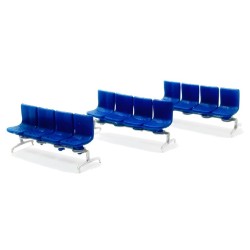 3 bancadas azules de sala de espera 211068 N-Train Escala N