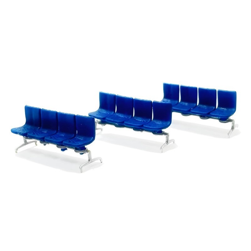 3 bancadas azules de sala de espera 211068 N-Train Escala N