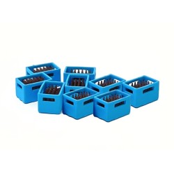 9 cajas azules con botellines de cerveza 221086 87Train Escala H0