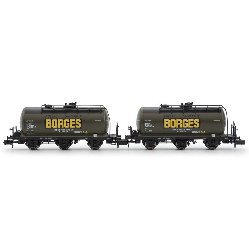 2 vagones cisternas PR RENFE de tres ejes BORGES HN6673 Arnold Escala N