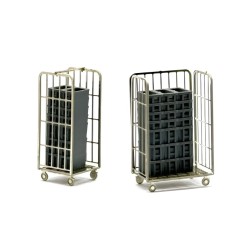 2 carritos con bandejas de correo postal grises 221105 87Train Escala H0