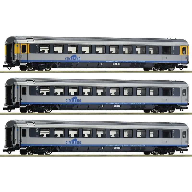 Set 3 coches de pasajeros Cisalpino, CIS 6200033 Roco Escala H0