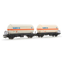 2 vagones cisterna de gas Zgkk Saltra RENFE HE6070 Electrotren Escala H0