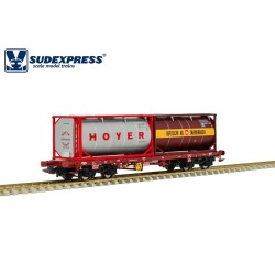 Plataforma CP Sgmms con contenedores Bertchi + Hoyer S450021 Sudexpress Escala H0