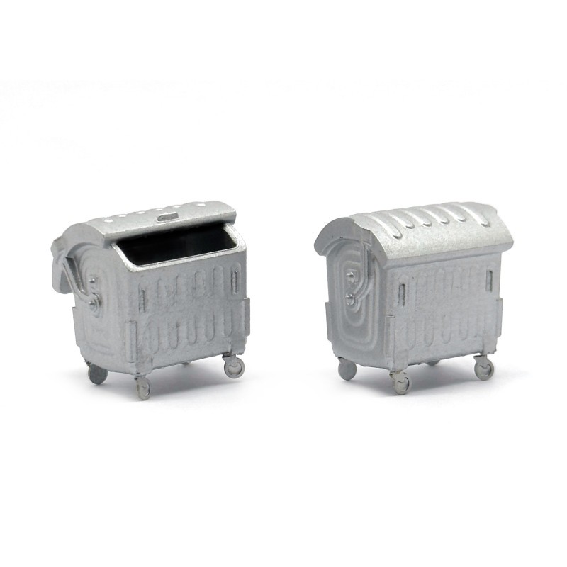 Contenedores galvanizados con ruedas 221079 87Train Escala H0