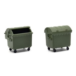 Contenedores verdes con ruedas 221080 87Train Escala H0