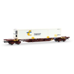 Vagón portacontenedores MMC3 Transporte Combinado RENFE HE6080 Electrotren Escala H0