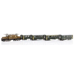 Tren de pasajeros con Ge 6/6 I Cocodrilo + 4x EW I de la RhB K10-1987 Kato Escala N