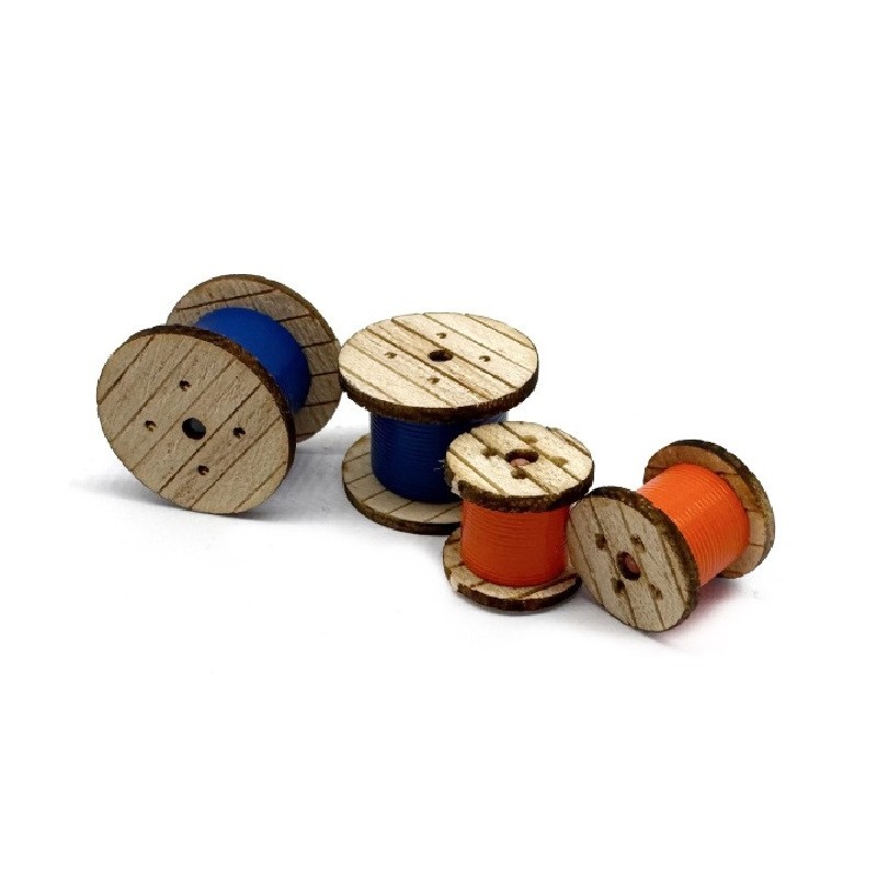 4 bobinas de cable de madera 221074 87Train Escala H0