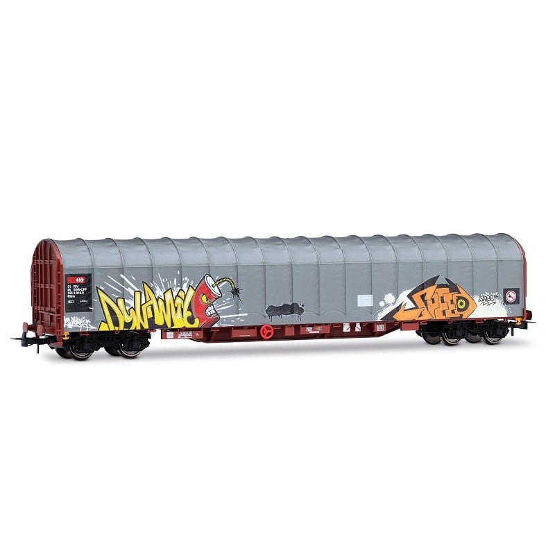 Vagón de lona con grafitis SBB HR6681 Rivarossi Escala H0