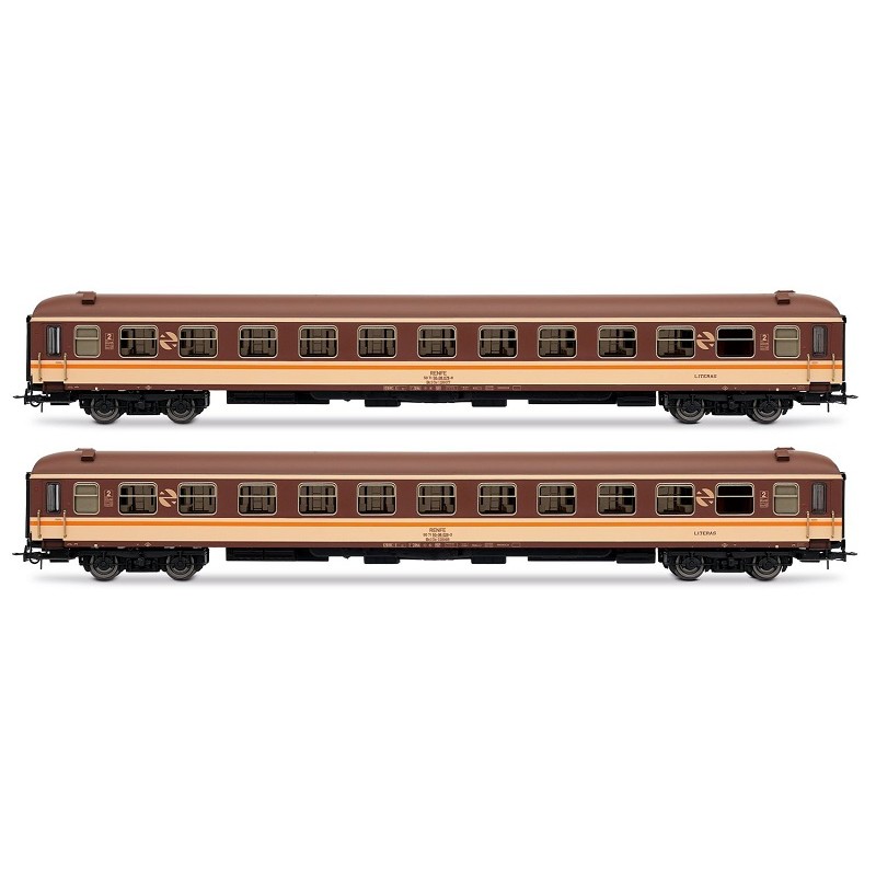 Set 2 coches Estrella Bahía de Cádiz Literas RENFE HE4039 Electrotren Escala H0
