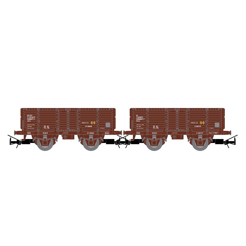 Set 2 vagones tipo X, cargados con sacos de hoja de tabaco RENFE HE6095 Electrotren Escala H0