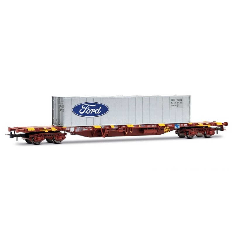 Vagón portacontenedores MMC3 Ford, RENFE HE6102 Electrotren Escala H0