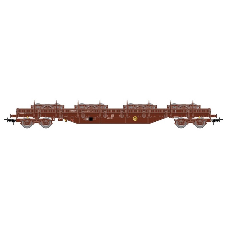 Vagón plataforma Res TRANSFESA con carga de bogies HE6039 Electrotren Escala H0