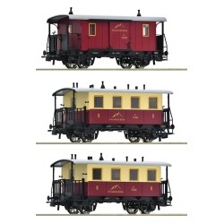 Set 3 coches pasajeros "tren de cremallera" Sonnblick-Bahn 6200063 Roco Escala H0
