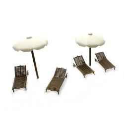 Set de Tumbonas de Madera y Parasol 211126 N-Train Escala N