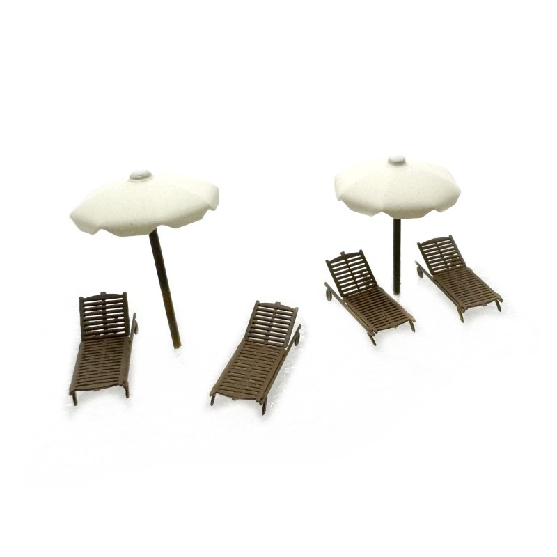Set de Tumbonas de Madera y Parasol 211126 N-Train Escala N