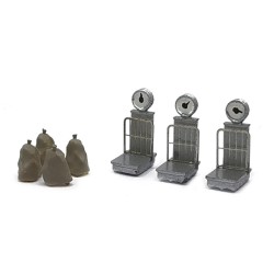 Set de 3 Básculas Antiguas de Pesaje con 4 Sacos 211134 N-Train Escala N