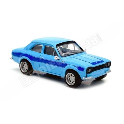 Coche clásico deportivo miniatura Ford Escort MK I RS de 1969 color azul claro y azul escala H0 1:87 de Brekina referencia 19071