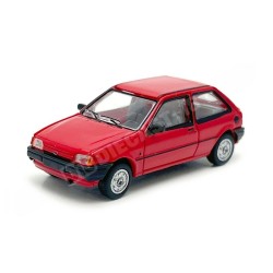 Coche utilitario miniatura Ford Fiesta MK III de 1989 color rojo sólido escala H0 1:87 de Brekina PCX87 referencia PCX870461