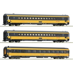 Set de tres coches de pasajeros Eurofima de la compañía RegioJet Roco ref 6200082 escala H0