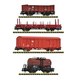 Set de cuatro vagones de mercancías variados de la compañía húngara MÁV de Época III Fleischmann ref 6660096 escala N