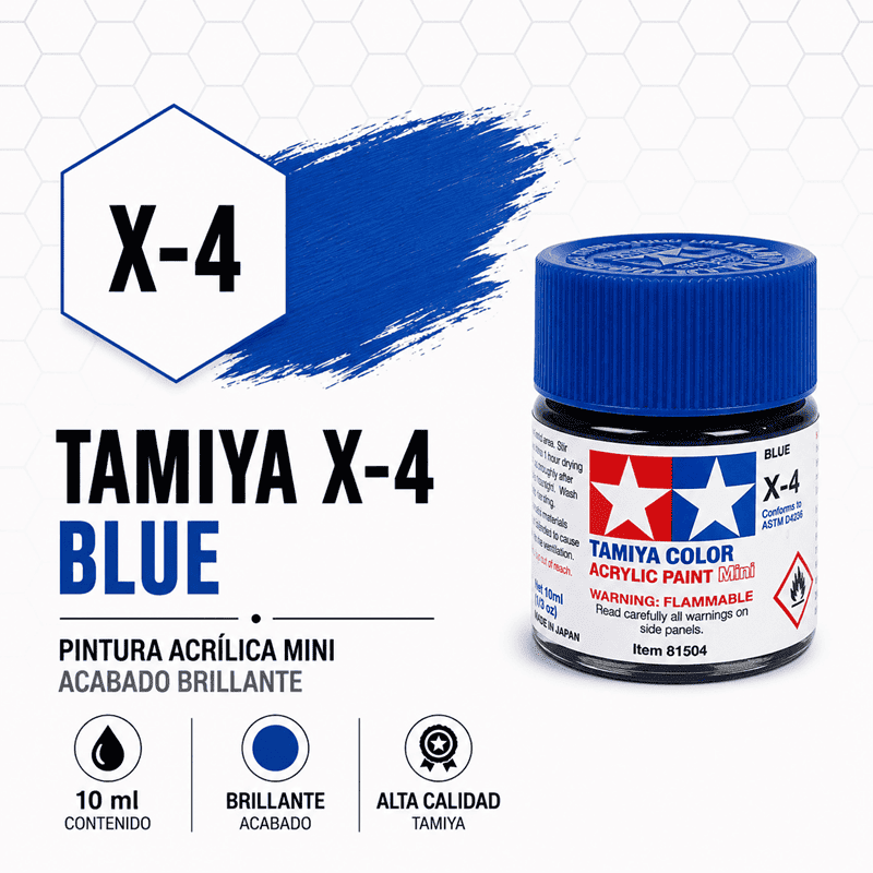 Pintura Acrílica Tamiya X-4 Azul Brillante 10 ml