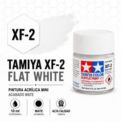 Bote de pintura acrílica mate Tamiya XF-2 Blanco de 10 ml para modelismo ferroviario