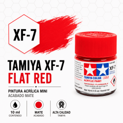 Bote de pintura acrílica mate Tamiya XF-7 Rojo de 10 ml para modelismo ferroviario