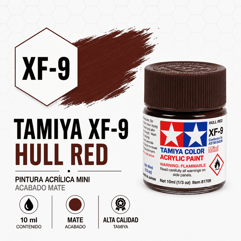 Pintura Acrílica XF-9 Marrón Óxido Mate 10 ml Tamiya