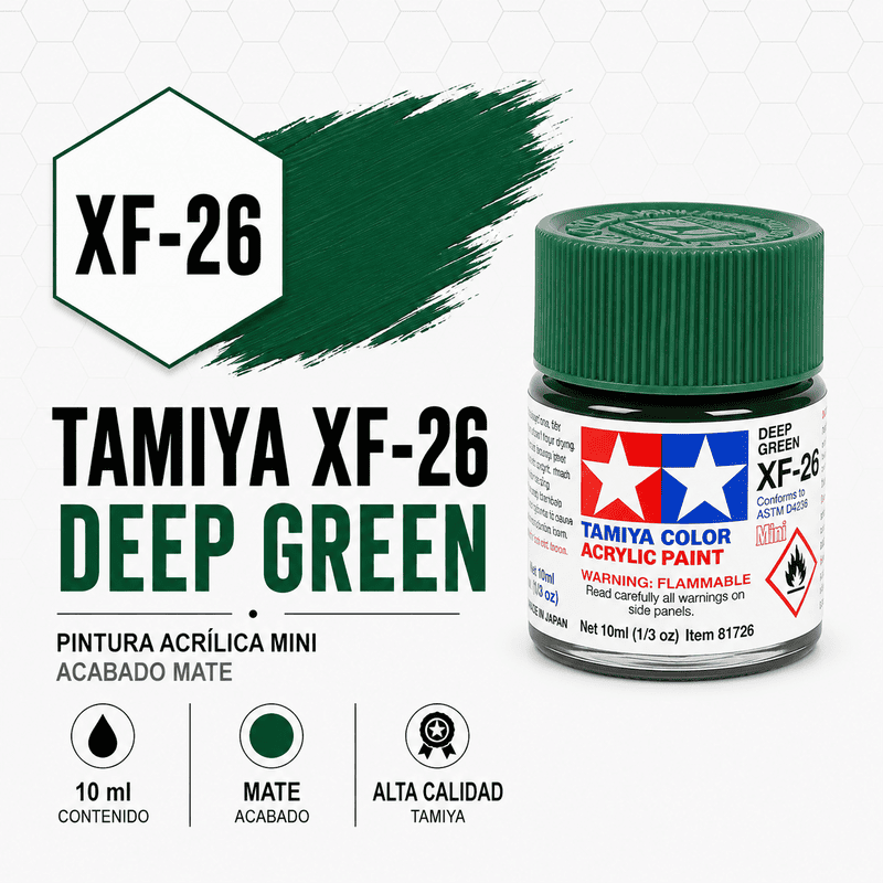 Pintura Acrílica Tamiya XF-26 Verde Oscuro 10 ml