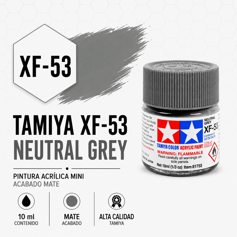 Pintura Acrílica Tamiya XF-53 Gris Neutro 10 ml