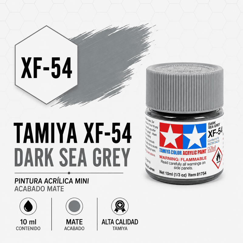 Pintura Acrílica Tamiya XF-54 Gris Mar Oscuro 10 ml