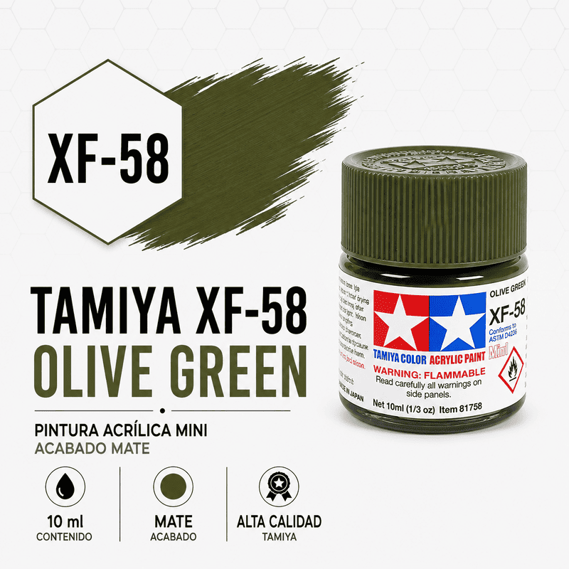 Pintura Acrílica Tamiya XF-58 Verde Oliva 10 ml