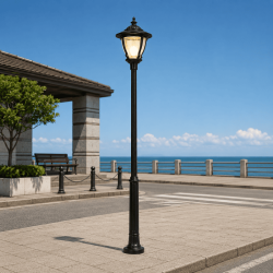 Farola clásica urbana Premium metálica de 5 cm de alto con luz LED blanca cálida escala N MDT Models