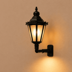 Farola aplique clásica de pared LHW3 para escala H0 MDT Models fondo solido