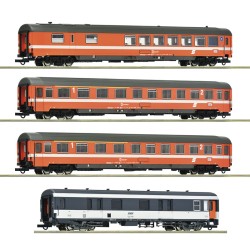 Set 1 de 4 piezas del tren internacional Arlberg Express de la ÖBB y CIWL en Época III escala H0 Roco 6200077