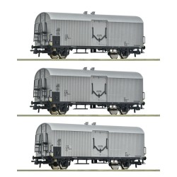 Set de 3 piezas de vagones de mercancías frigoríficos de la administración ÖBB en Época IV escala H0 Roco 6600140