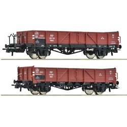 Set de 2 piezas de vagones de mercancías abiertos de la administración PKP en Época III escala H0 Roco 6600150