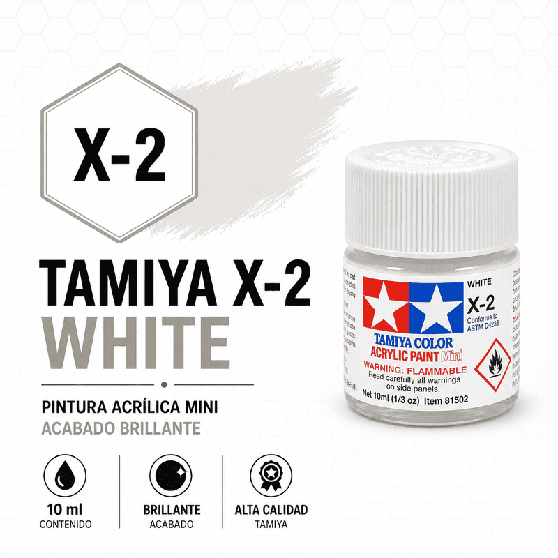 Pintura acrílica X-2 Blanco Brillante 10 ml Tamiya