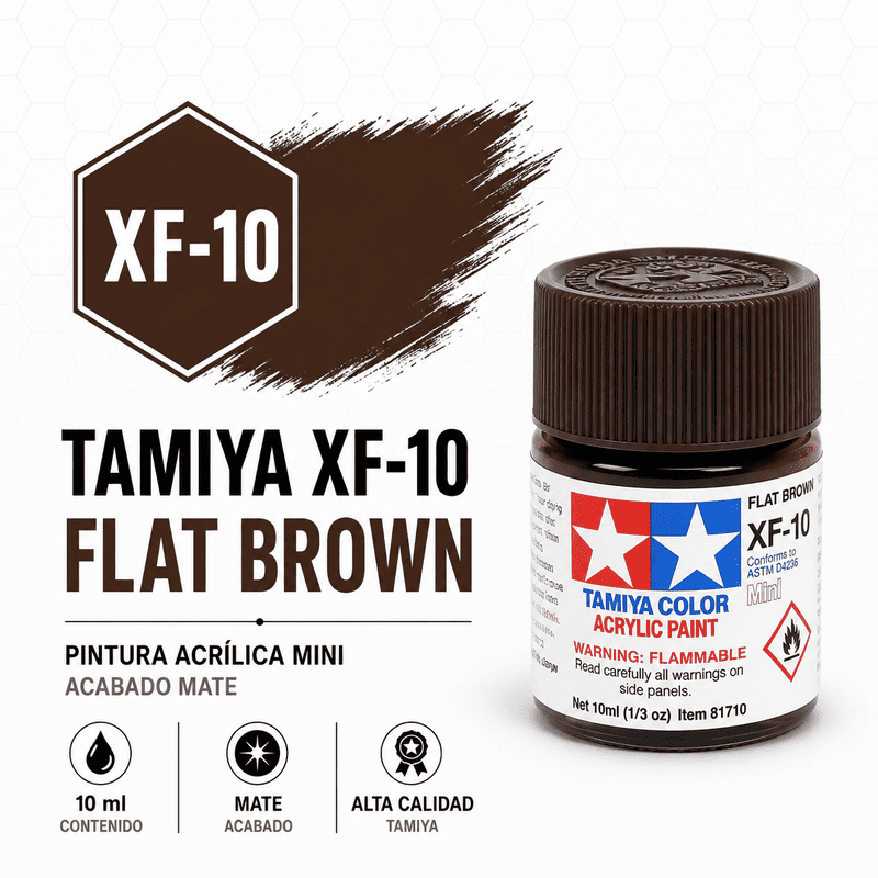 Pintura acrílica XF-10 Marrón Mate 10 ml Tamiya